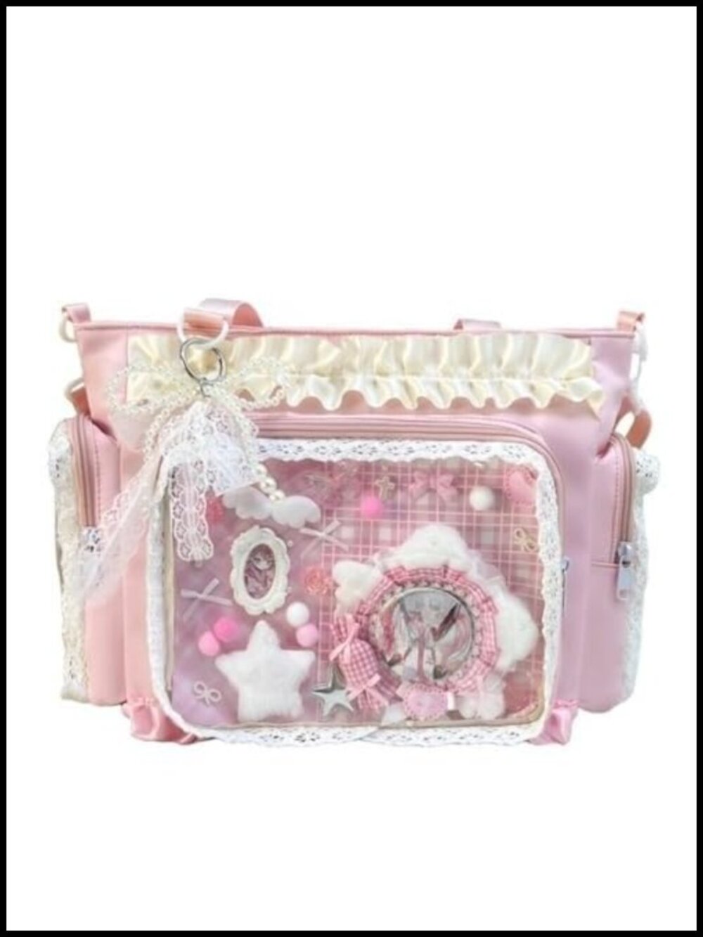 Kawaii Ita Bag Y2K Shoulder Purse DIY Badge Pin Display Anime Lolita Ruffle Lace